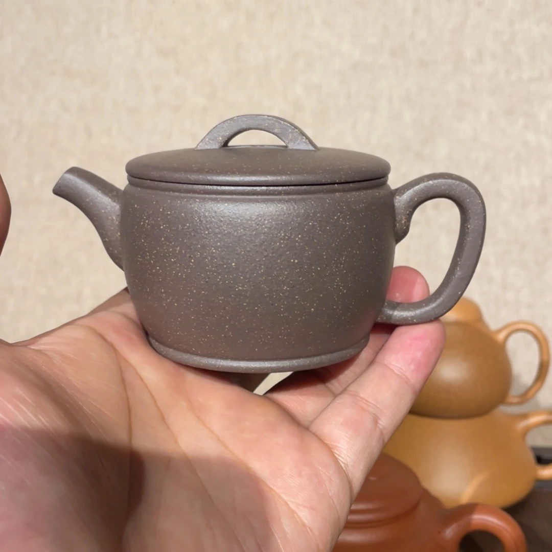 茶壶紫砂精工半手紫泥金砂汉瓦160cc