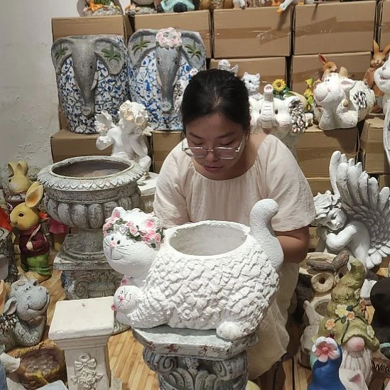 合成树脂氧化镁母子猫花盆一个