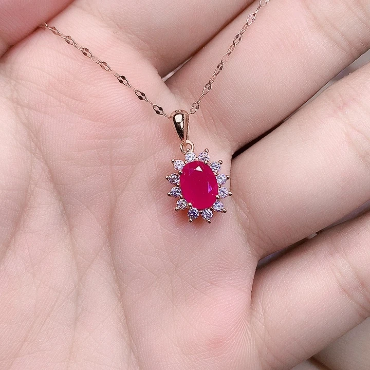 红宝石银S925镶嵌颈饰