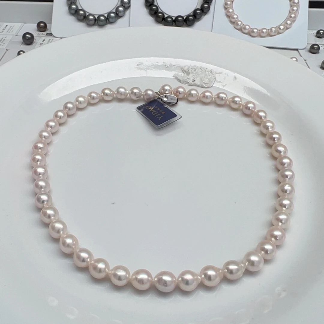 裸珠海水珍珠未镶嵌Akoya项链8-9mm可定制爱