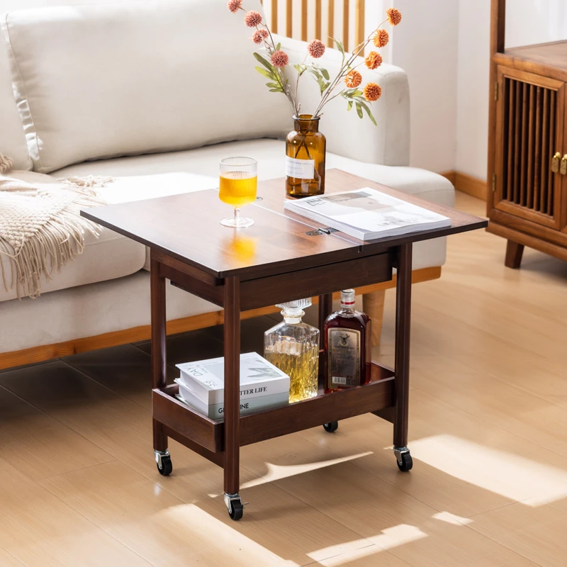 【书屋茶几】可移动楠竹茶几客厅家用小推车可折叠桌面茶桌创意边几