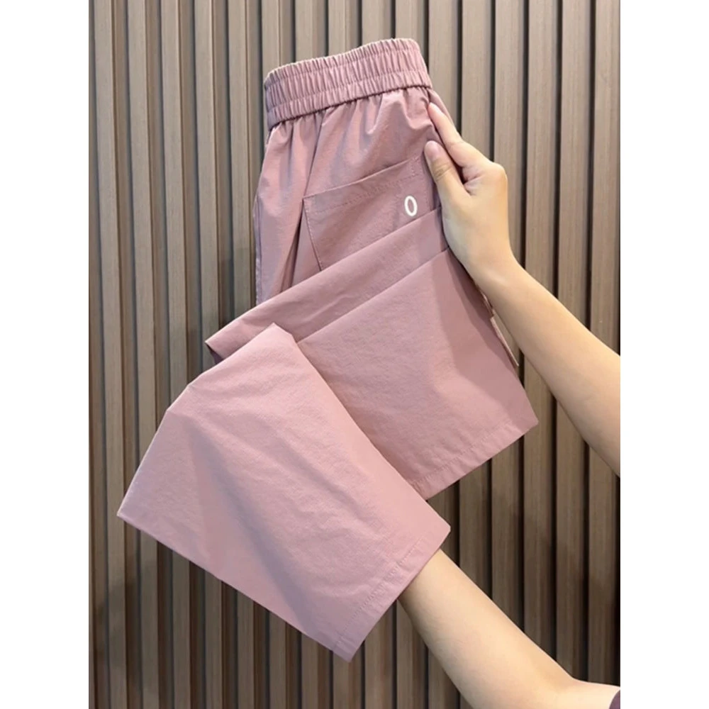 2025夏季新款格速干休闲裤宽松透气百搭九分裤高腰显瘦哈伦裤运动