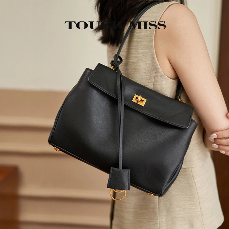TOUCH MISS头层牛皮包包女式夏天通勤包2024新款真皮单肩手提女包