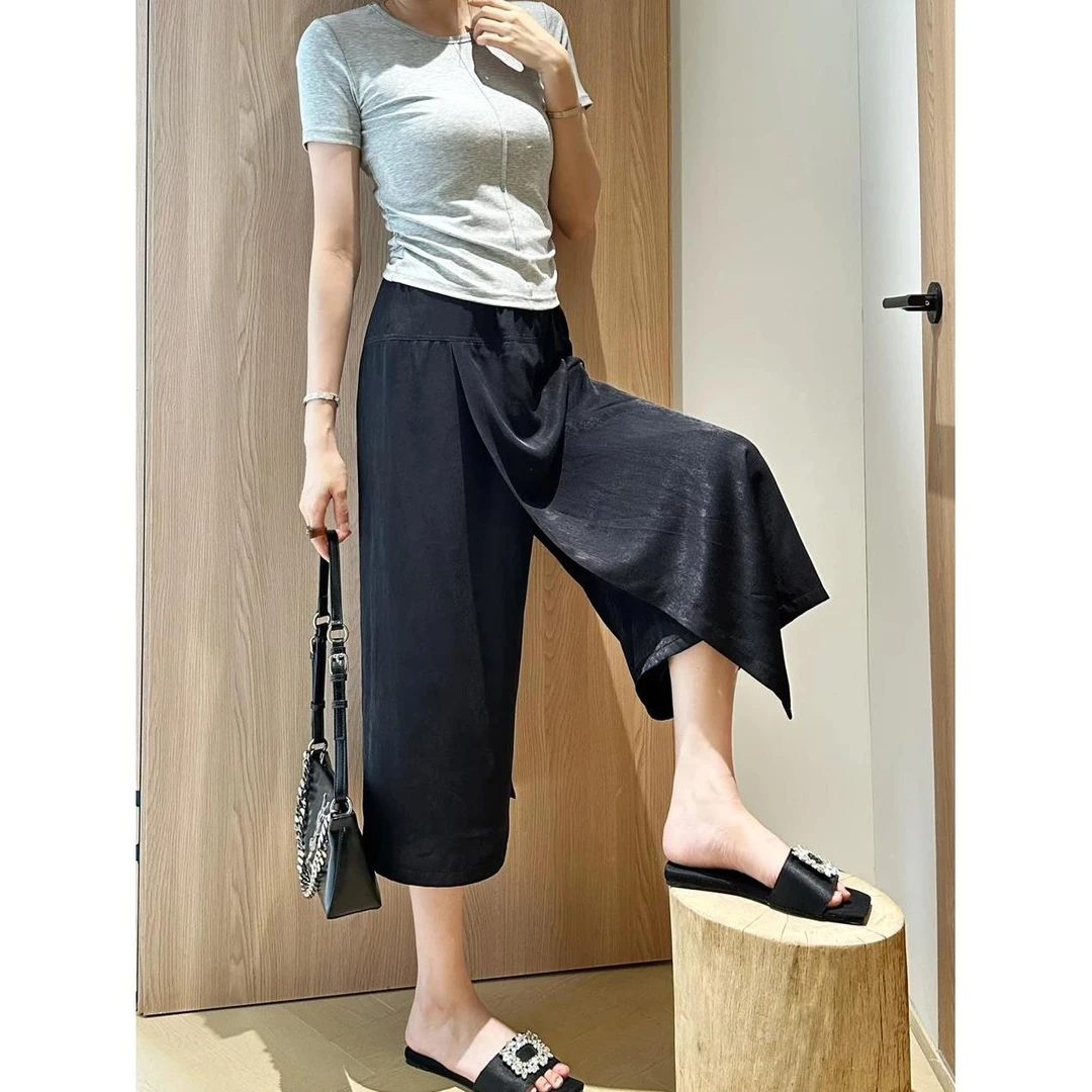 孕妇裤2025夏季新中式不规则半身裙裤休闲宽松显瘦八分阔腿裤外穿