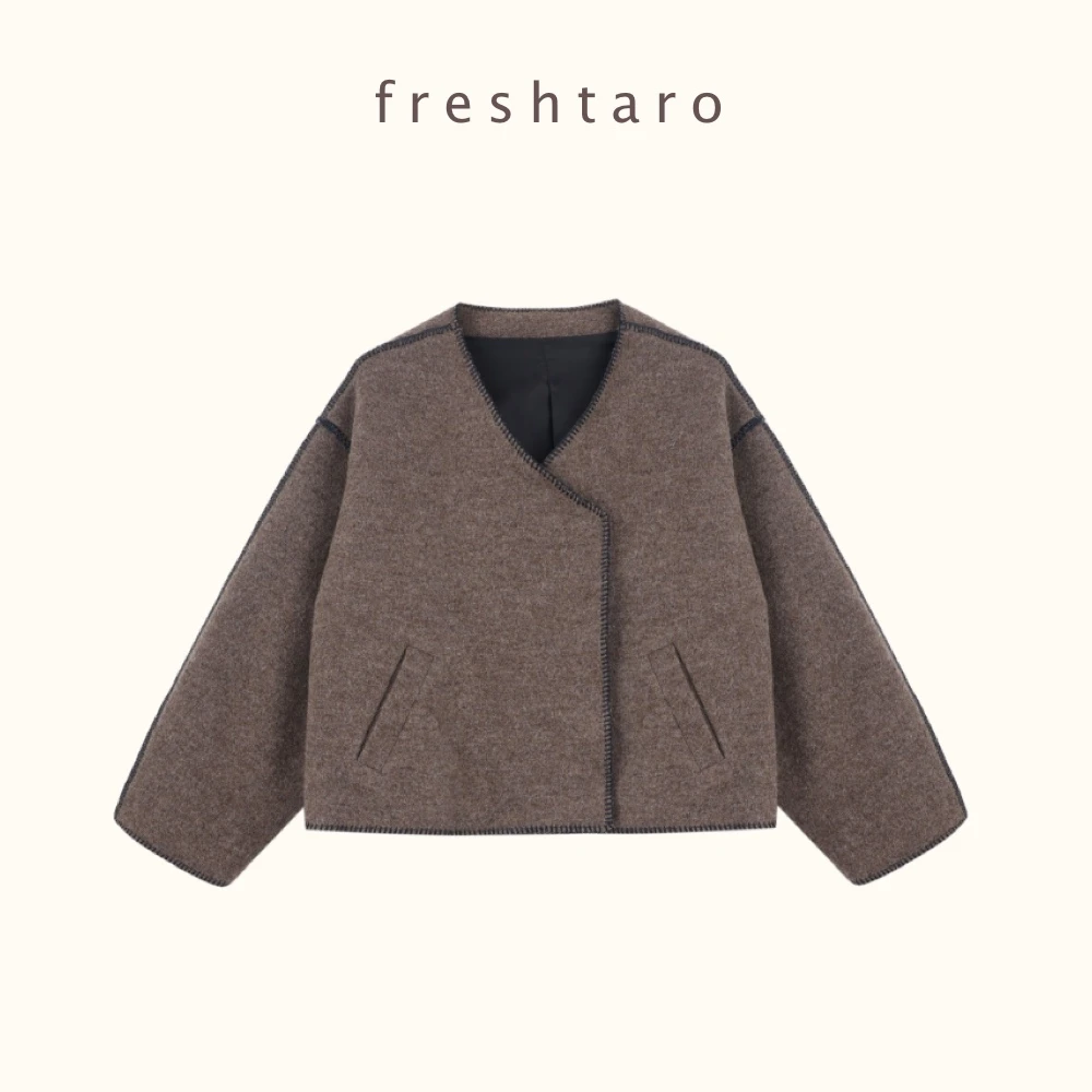 freshtaro  剪裁超特别！自留推荐短款羊毛毛呢外套