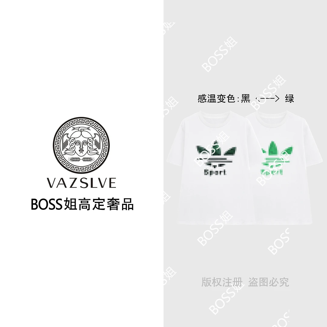 【VAZSLVE/原创设计】68108#立体浮雕印花T恤2025休闲潮流个性上衣