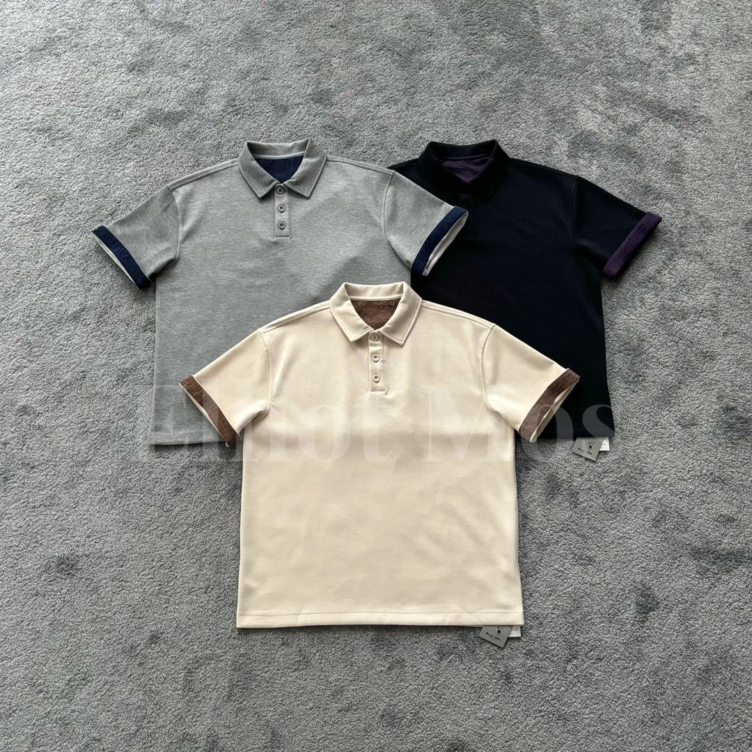 Elliot Mos撞色拼接~Splicing Polo Shirts 320g树脂扣POLO衫1225