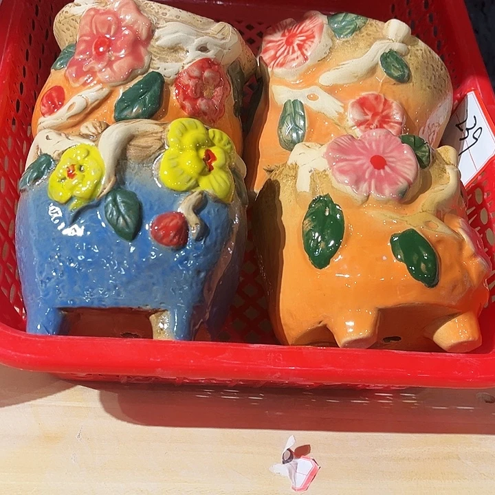 瓷片花盆多肉植物艺术品