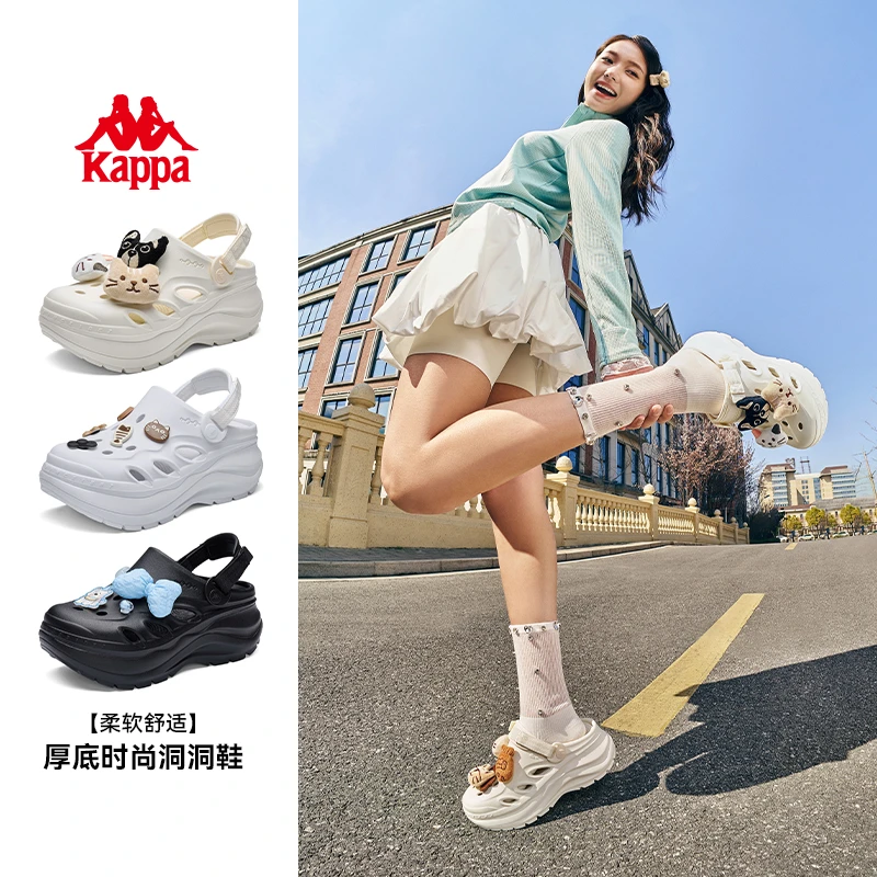Kappa女鞋厚底洞洞鞋2025夏季新款增高外穿拖鞋凉鞋子K0EW5LL74CJ