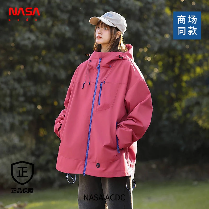 NASA ACDC美式复古新款潮流冲锋外套户外春季运动情侣登山服夹克