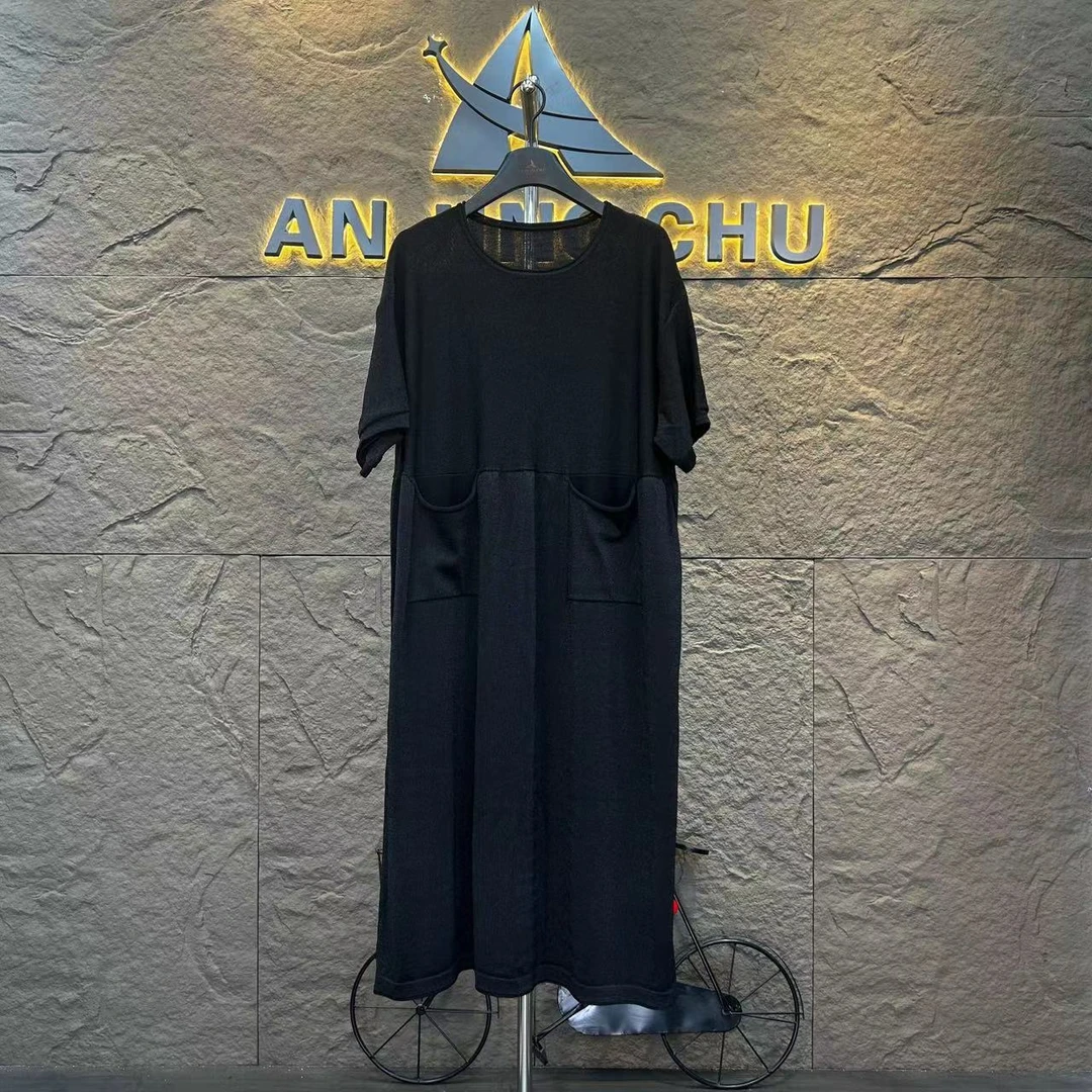 19  夏款时尚上档次洋气高档黑色中长款连衣裙