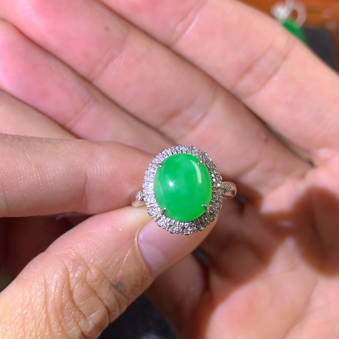 翡翠18K金镶嵌戒指两用款