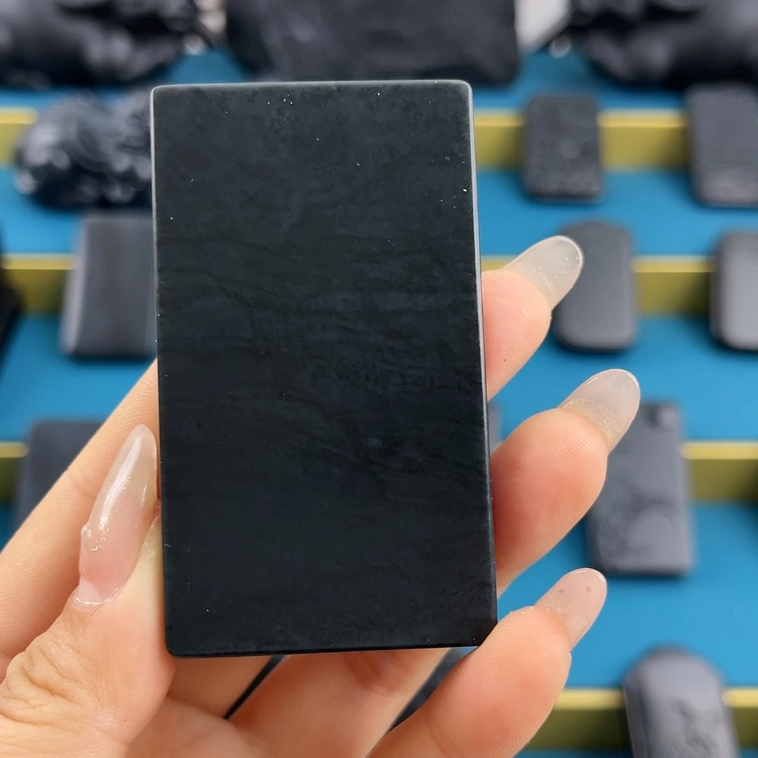 和田玉（墨玉）4、7钢板未镶嵌