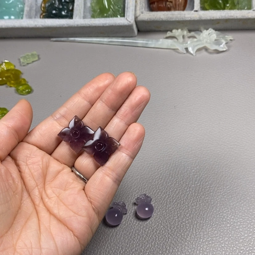 【闪购商品】萤石挂件耳饰耳环项链未镶嵌8*