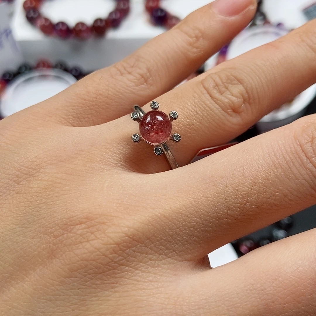 水晶戒指银S925镶嵌多样发一