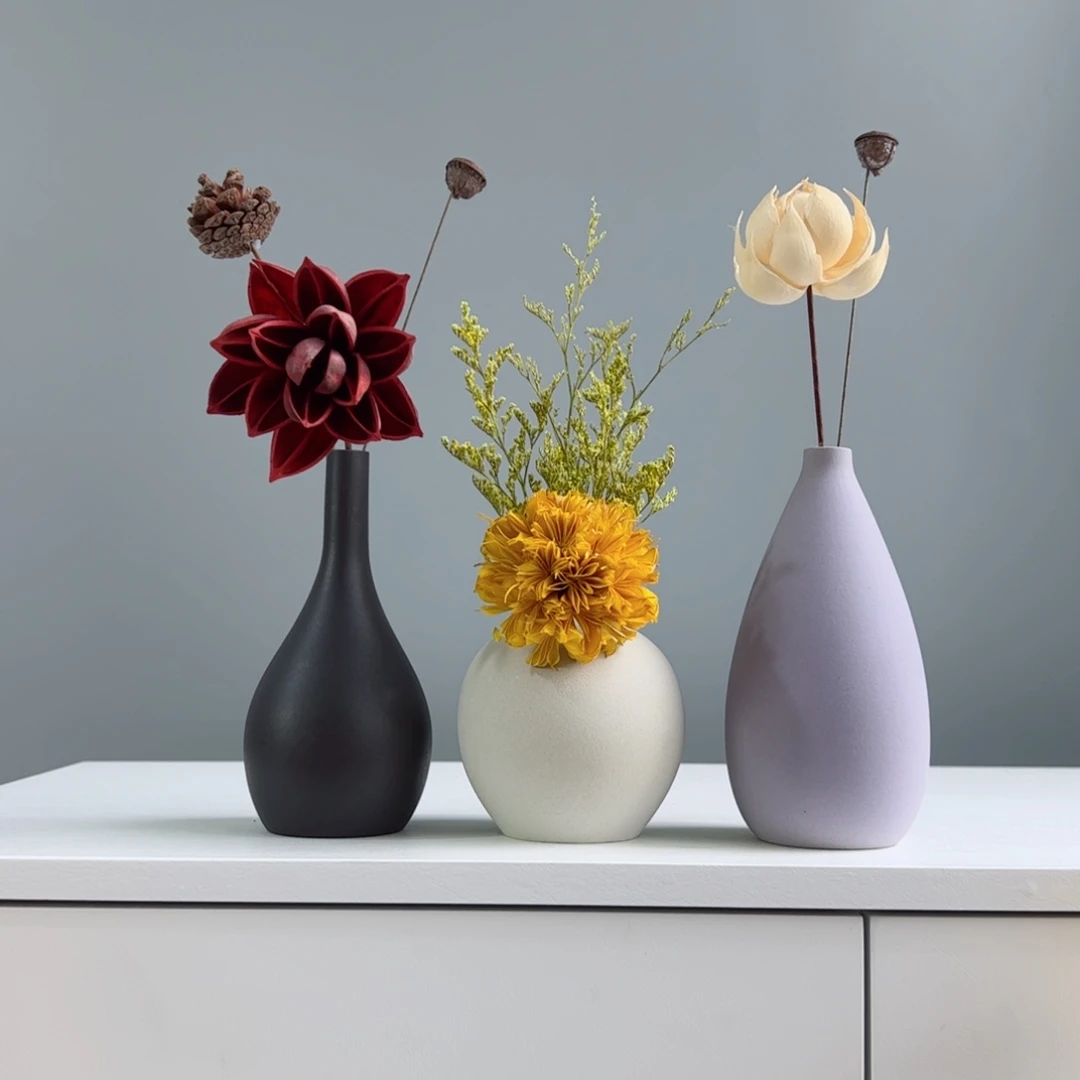 摆件陶瓷小花瓶摆件含花总高约20-30cm