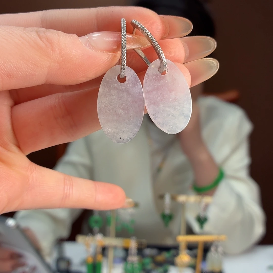 翡翠银S925镶嵌耳饰