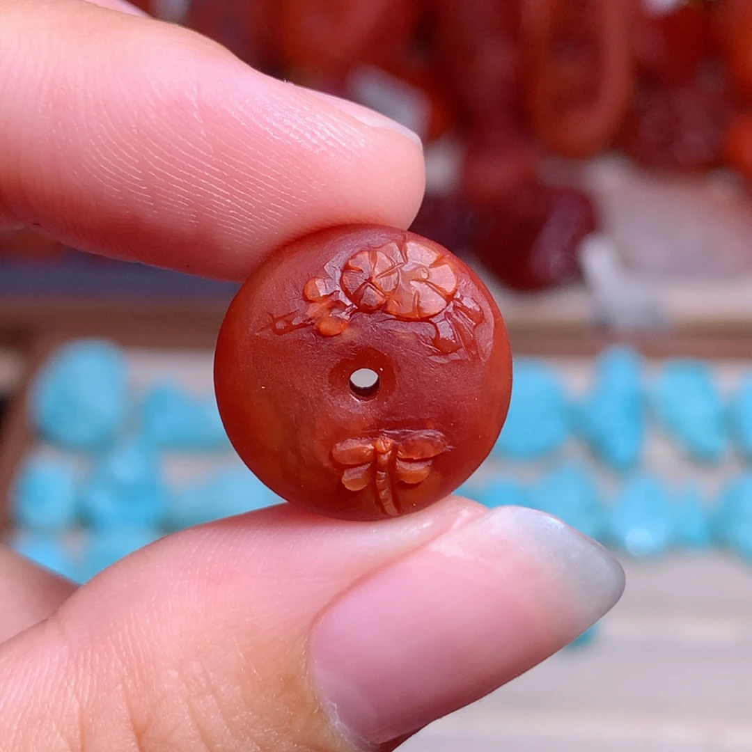 绿松石未镶嵌珠宝半成品牛血平安扣