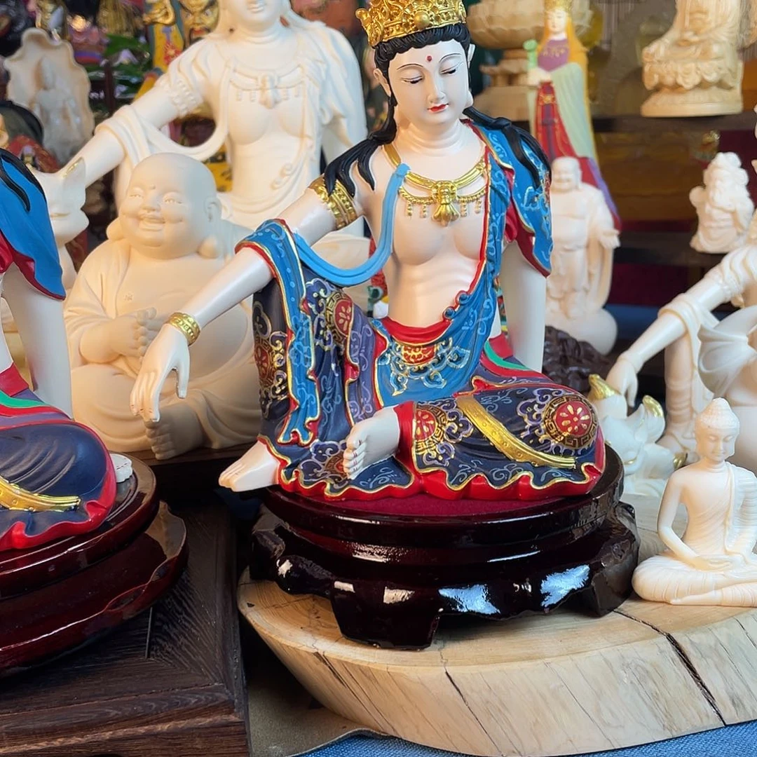 宝****石材自在观音摆件20红色高端