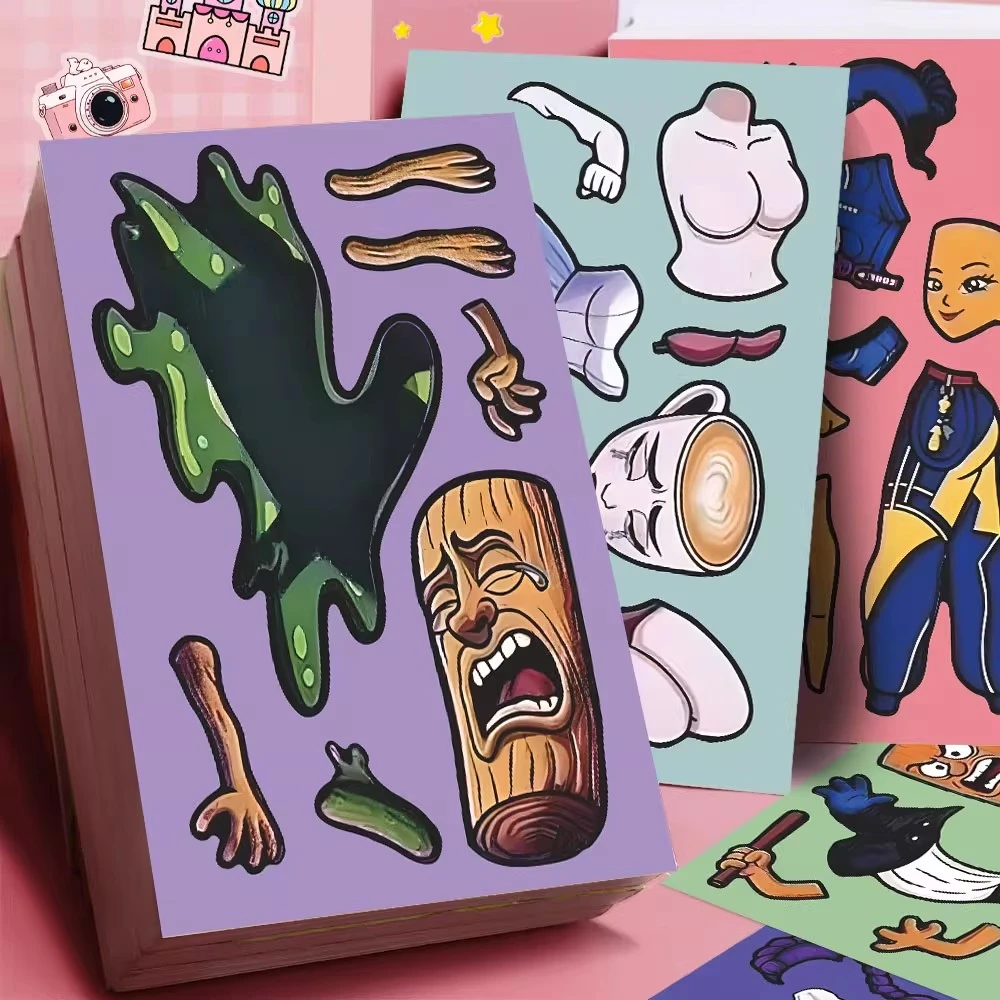 24张山海经猎魔女团木棍人卡布奇洛小姐儿童益智手工拼贴换装贴纸