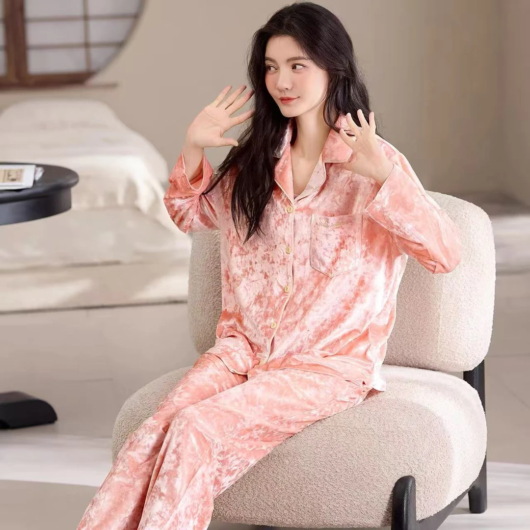 AM女士秋季舒适家居服金丝绒睡衣服套装88832+88834