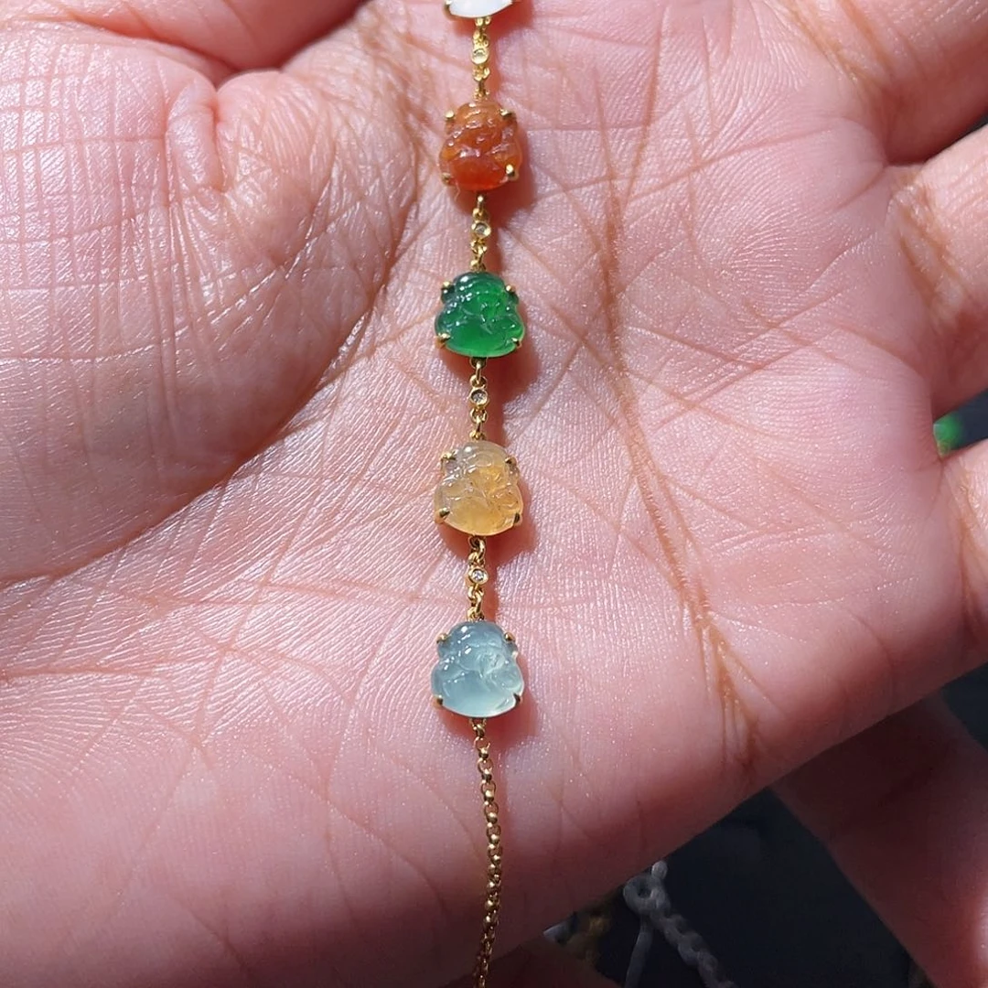 吊坠(不含链)18K金镶嵌翡翠