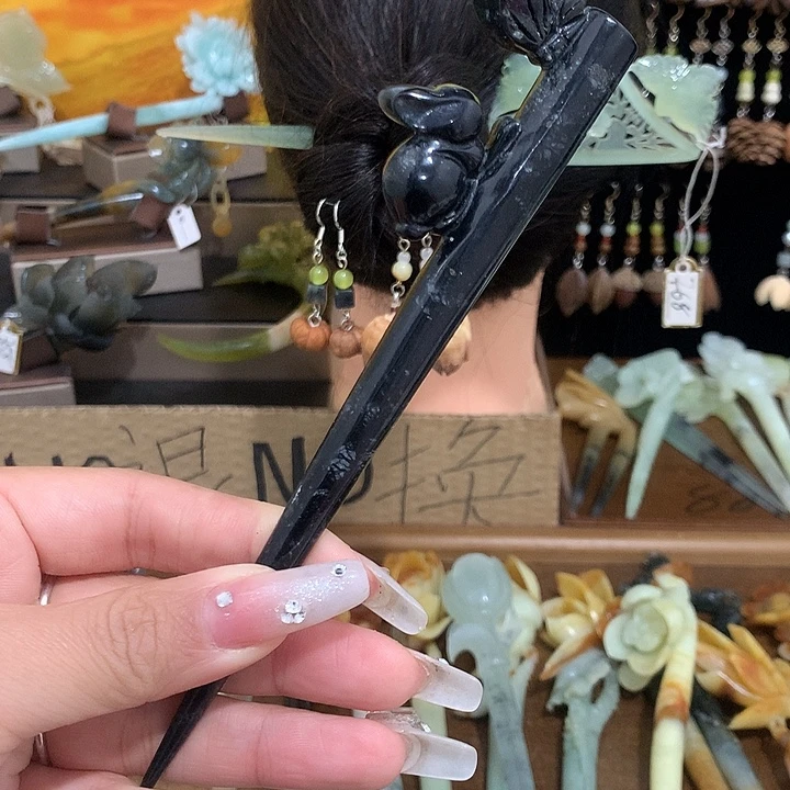 蛇纹石玉合金发饰
