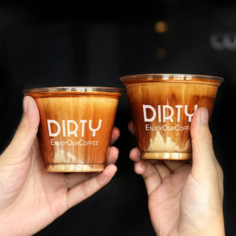 260ml一次性咖啡杯带盖PET塑料杯dirty冰美式拿铁外带咖啡杯子
