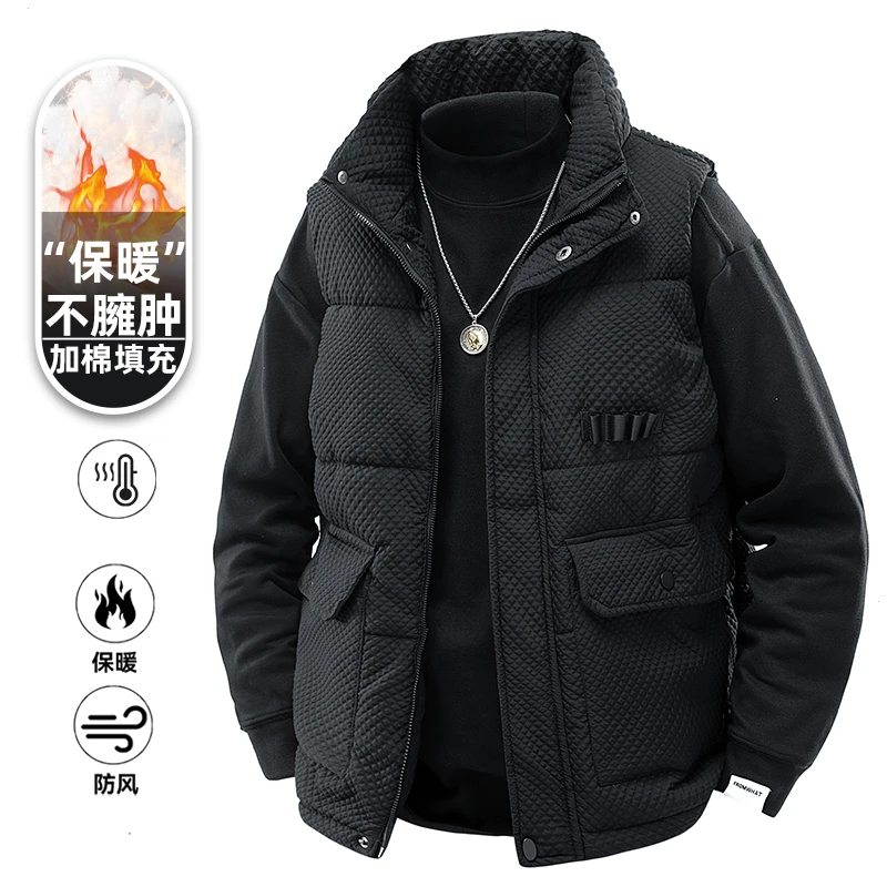 N健康虎秋冬季保暖美式宽松时尚防风立领上衣百搭棉坎肩外套