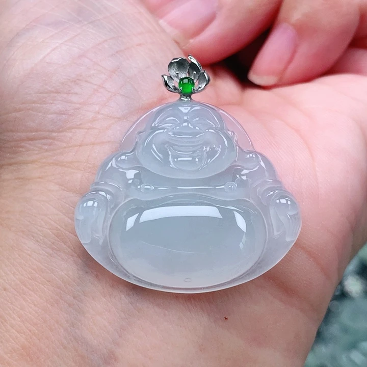 翡翠18K金镶嵌吊坠(不含链)一刀切