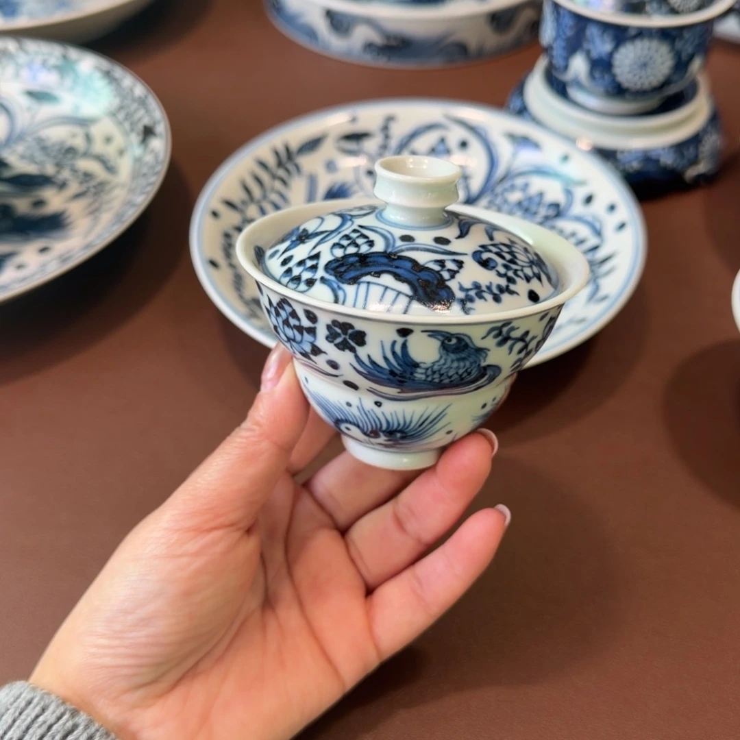 手工手绘茶具盖碗