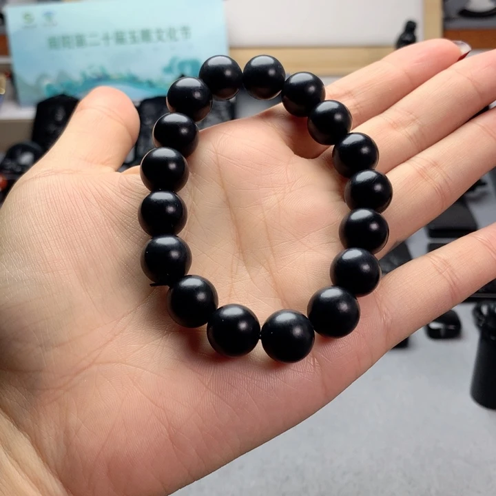 和田玉（墨玉）未镶嵌手串特价12mm