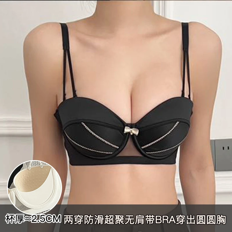 新款无钢圈内衣女小胸聚拢显大不空杯性感文胸套装防下垂胸罩女34