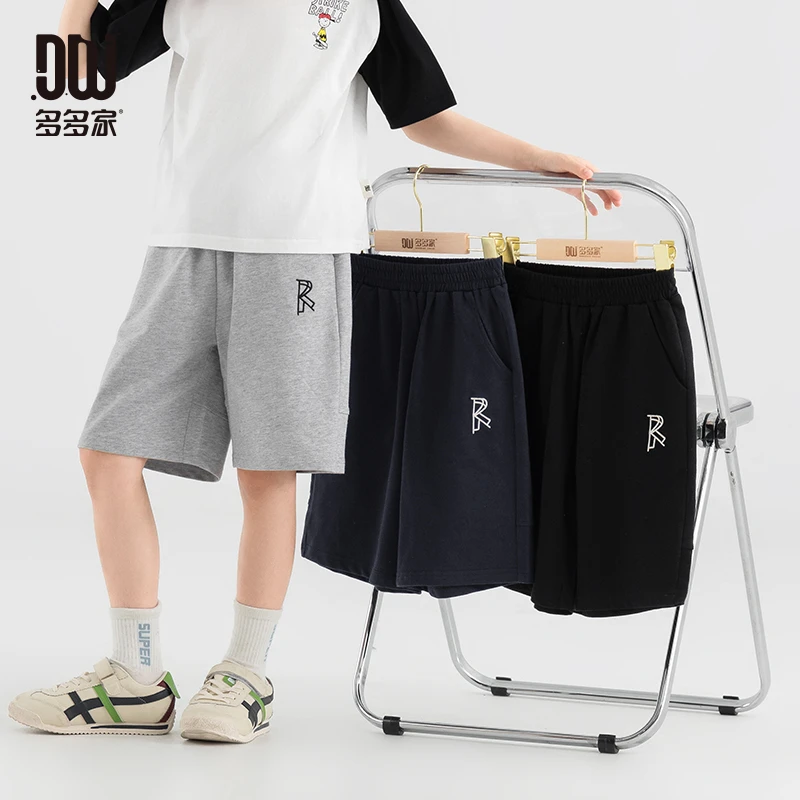 多多家10729【A类全棉.运动中裤】中大童夏季男童透气字母针织短裤