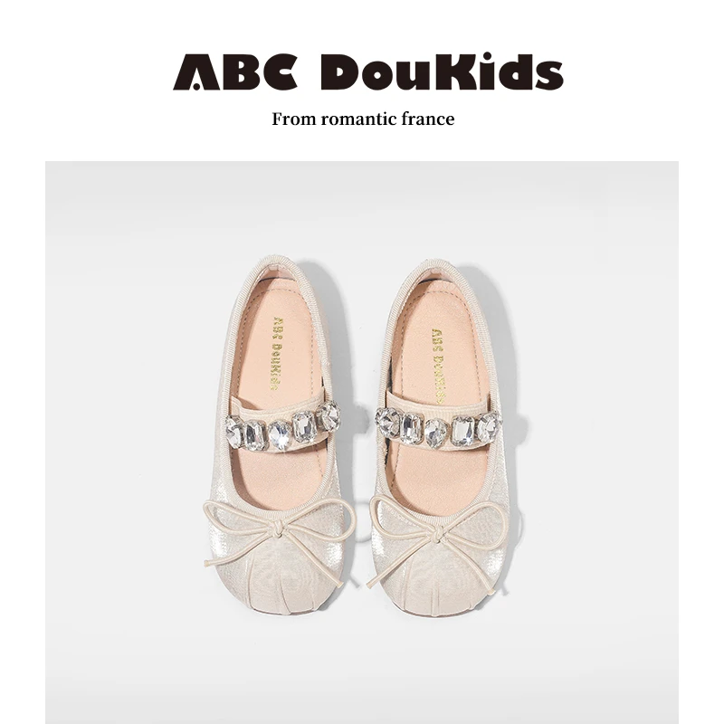 ABC Doukids女童皮鞋2025春秋季新款儿童水晶公主鞋宝宝时尚单鞋