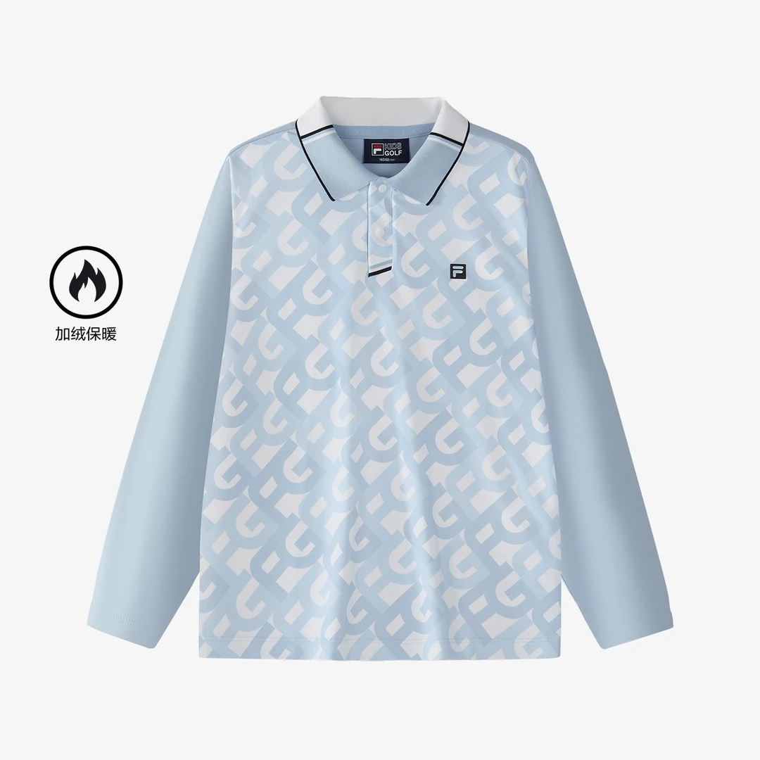 FILA KIDS斐乐男大童高尔夫加绒长袖POLO衫25春季新款K12B513245F