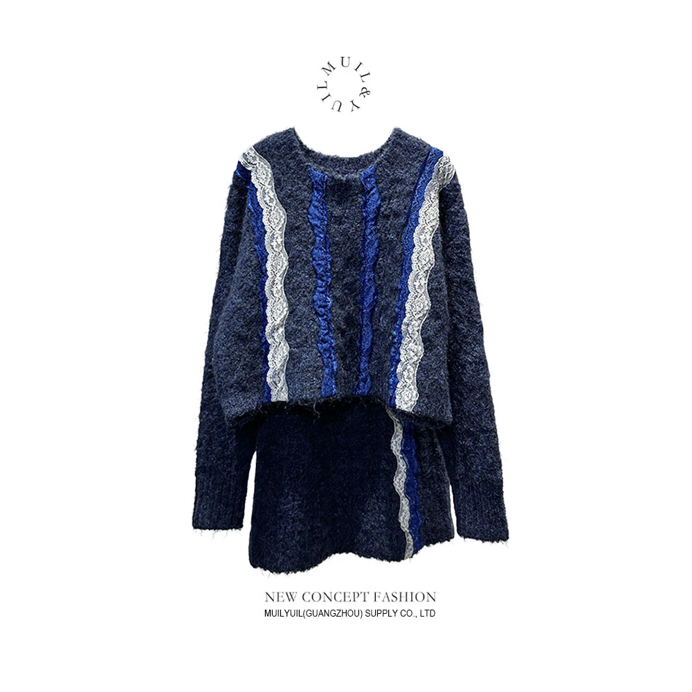 MUIL&YUIL蕾丝拼接毛衣半裙套装 DF2267