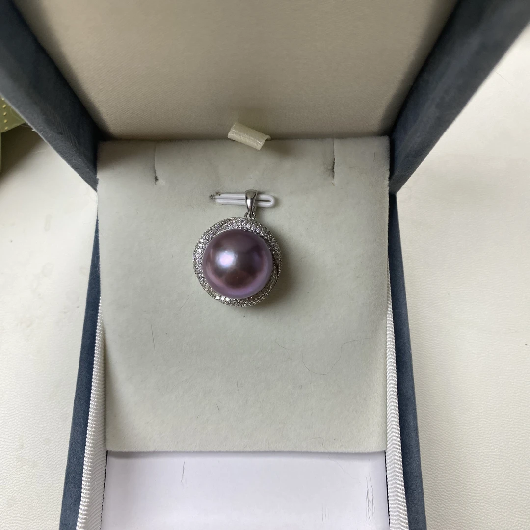 哼哈珠宝天然淡水珍珠吊坠想象不到的紫s925银镶嵌时尚百搭
