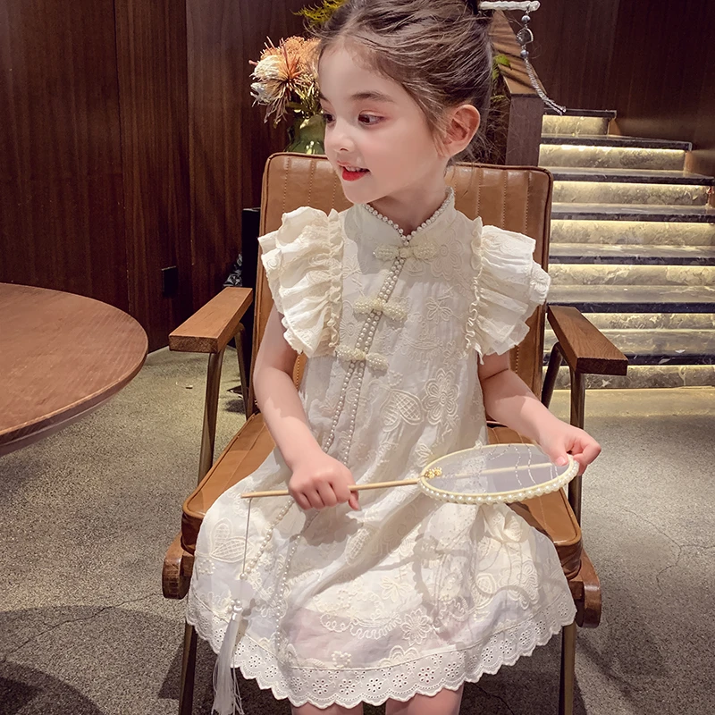 【现货】米米哈罗女童新中式旗袍裙小飞袖国风改良汉服连衣裙C25115