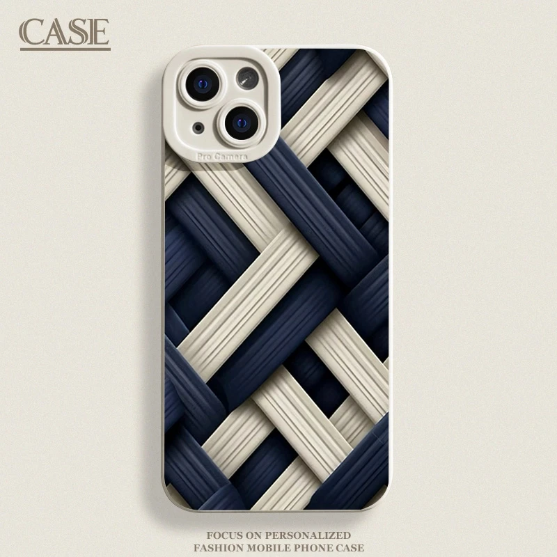平面打印编织纹适用iphone16苹果15手机壳14plus软壳13瞳影12磨砂