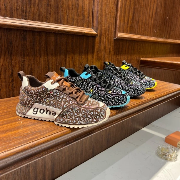 秋季增高拼色运动风时尚休闲鞋满钻男鞋休闲鞋子