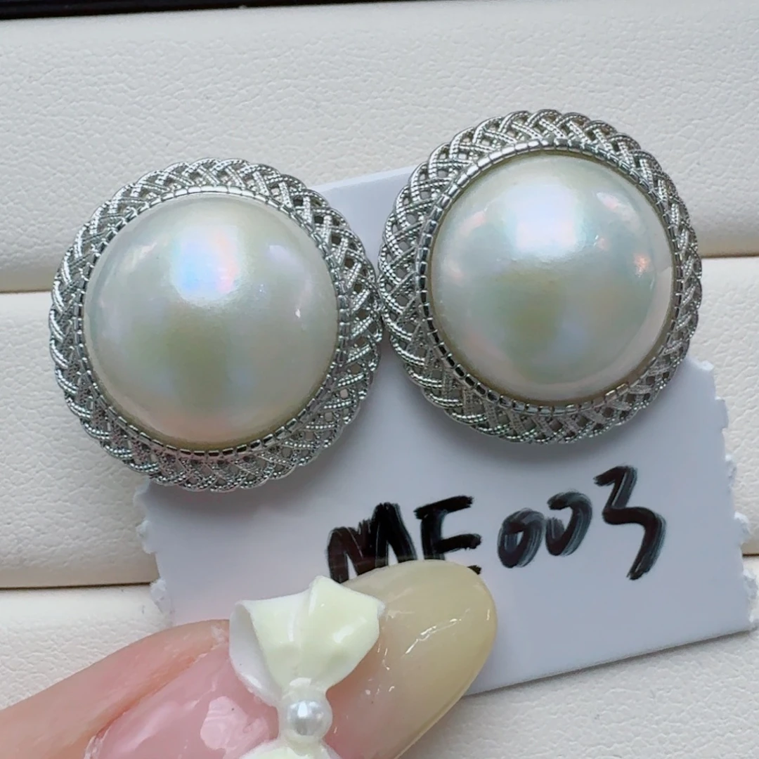 耳饰拼合珍珠（马贝珠）银S925镶嵌@@me003