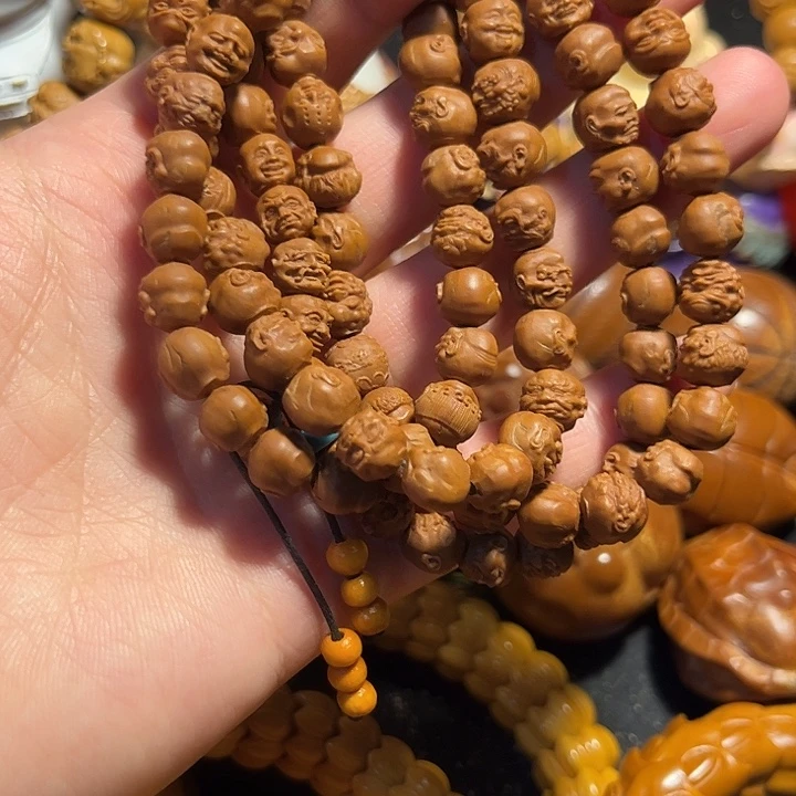 橄榄核手串/手链龙纹108罗汉