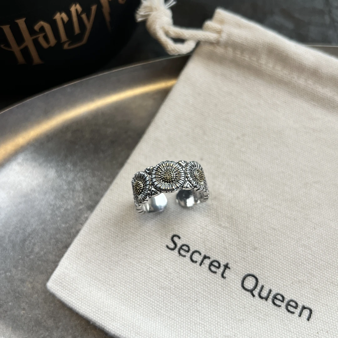 铜合金戒指 小众设计小雏菊戒指开口戒F049