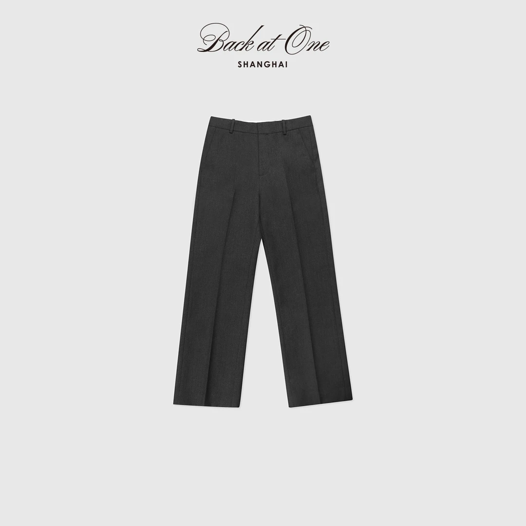 BACKATONE“她力量系列-气场” 100羊毛秋冬深灰西裤 BGS-2BI630E-K