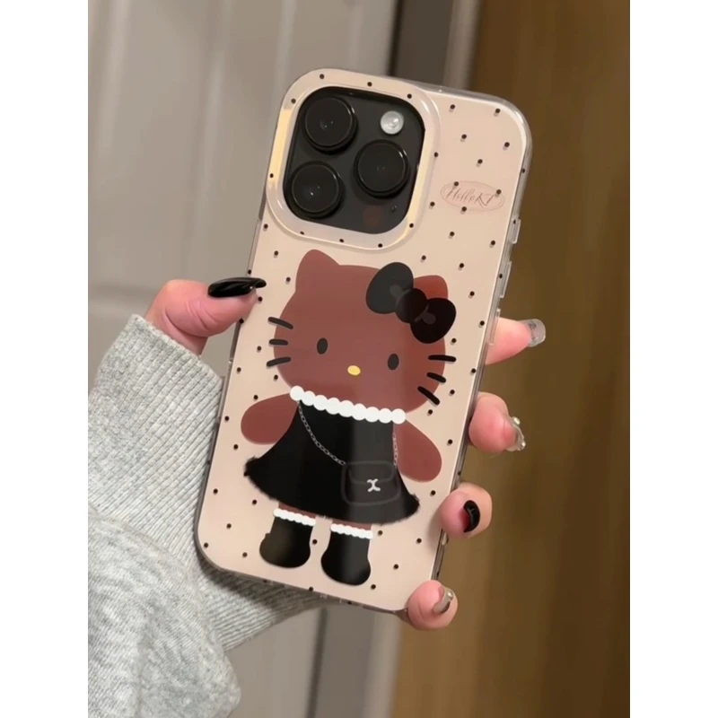 奥菲顿波点挎包棕色kt适用iPhone16大孔手机壳华为vivo小米oppo套