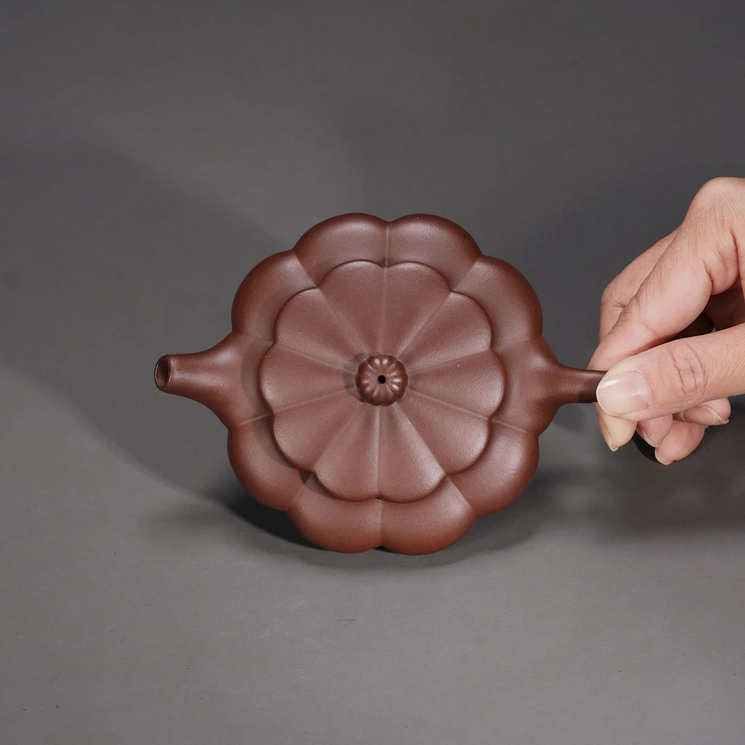 『宜子孙』陶瓷筋纹扁晨壶泡茶壶家用茶具.筋纹器系列.紫砂180cc