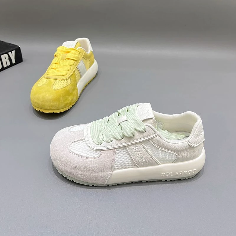 厚底德训鞋女2025夏新款百搭透气网面小白鞋休闲运动鞋软底阿甘鞋