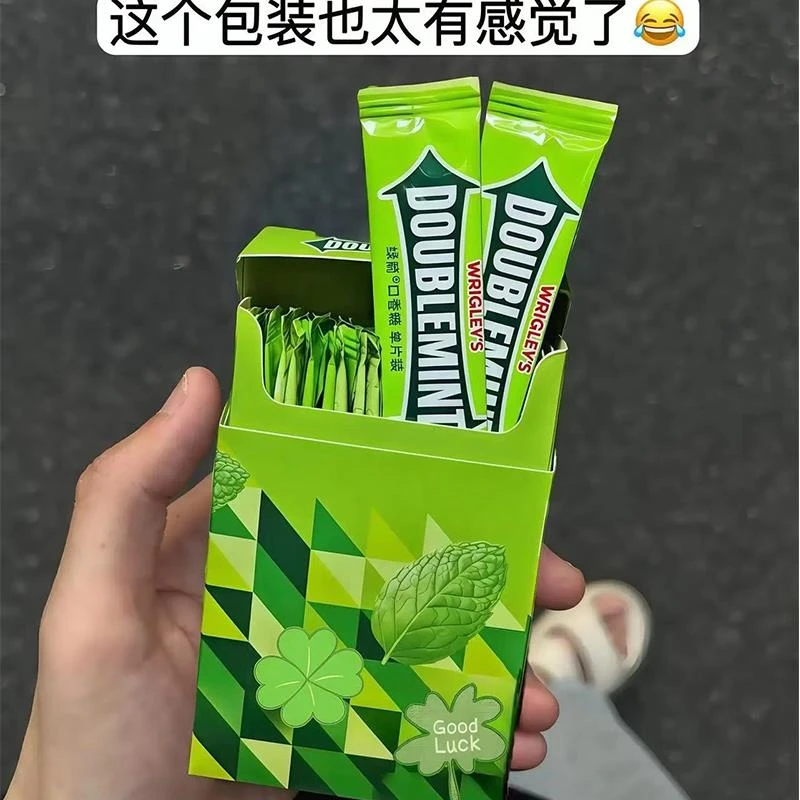 绿箭烟盒口香糖薄荷味香烟盒包装绿群抽抽盒口香糖送男朋友糖果
