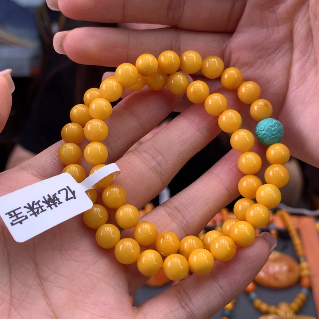 未镶嵌蜜蜡手串微瑕多样性发